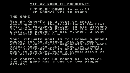 Yie Ar Kung Fu - Cheat Title Screen